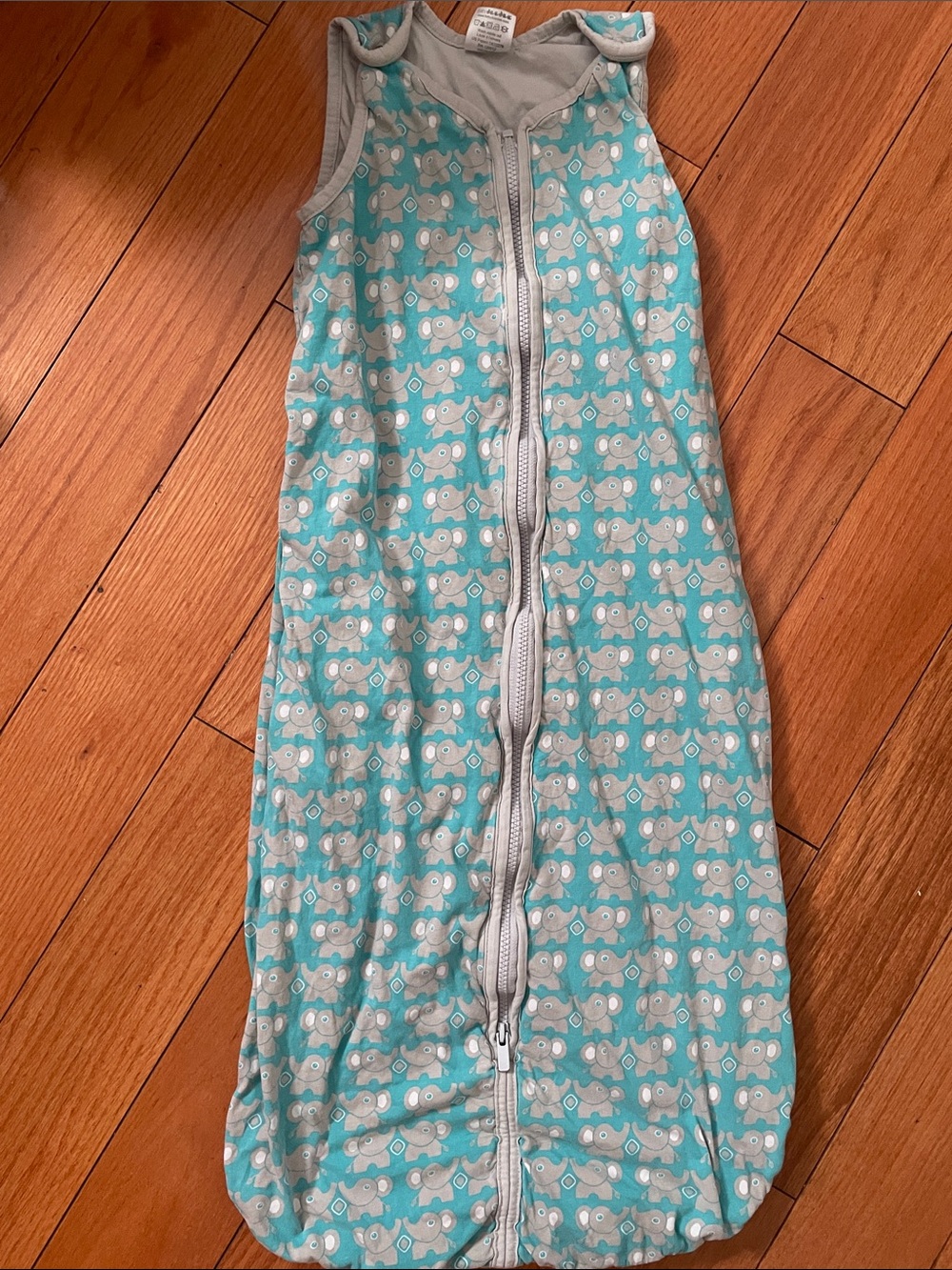 Kids Teal Sleep Sack with Elephant Pattern